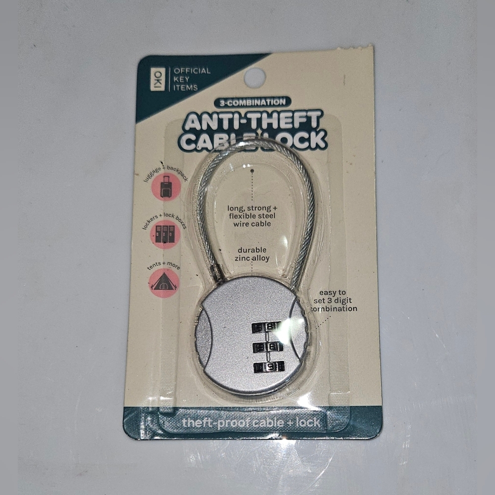 Silver Cable Combination Lock BNIB - Picture 2 of 12
